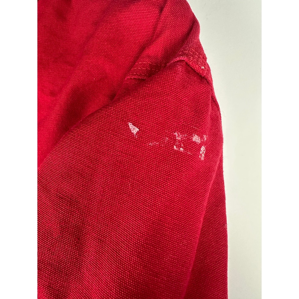 Carhartt Distressed Red Lined Hooded Jacket USA Coat *Company Logo XL Tall - Picture 4 of 15